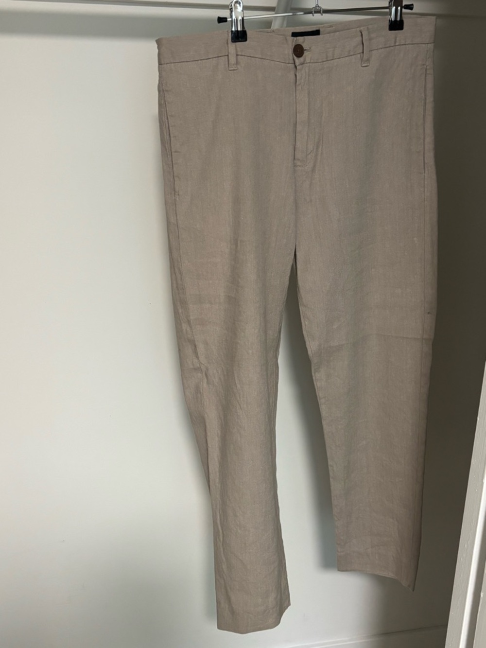 Frank & Oak Men's Lightweight Beige Linen and Cotton Pants